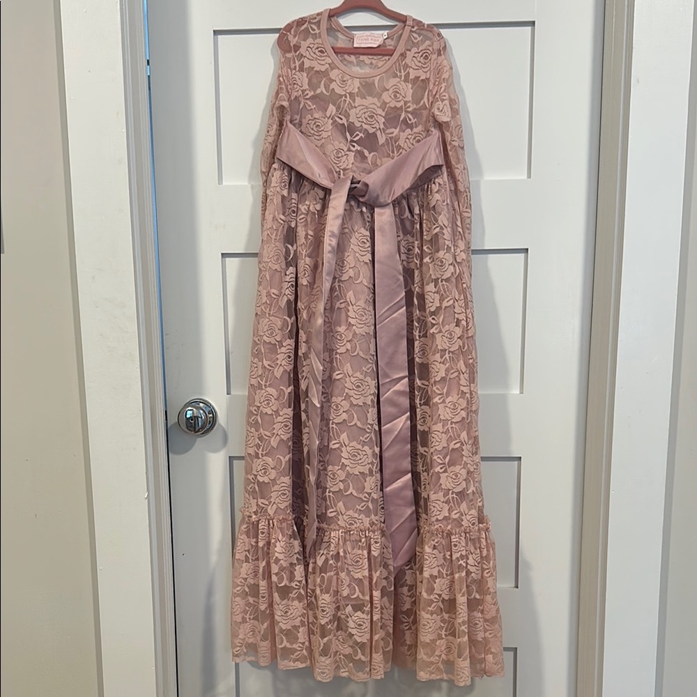 Elegant Pink Lace Kids Formal Dress